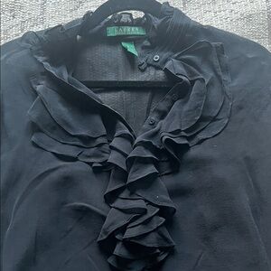 Ralph Lauren Black Ruffled Blouse